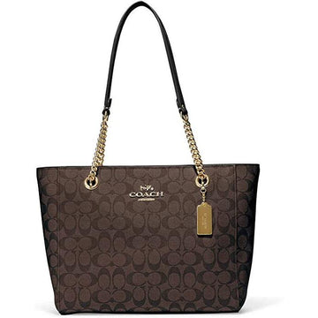 Buy Coach Signature Leather Chain Cammie Tote Small Bag - Brown Black in Pakistan