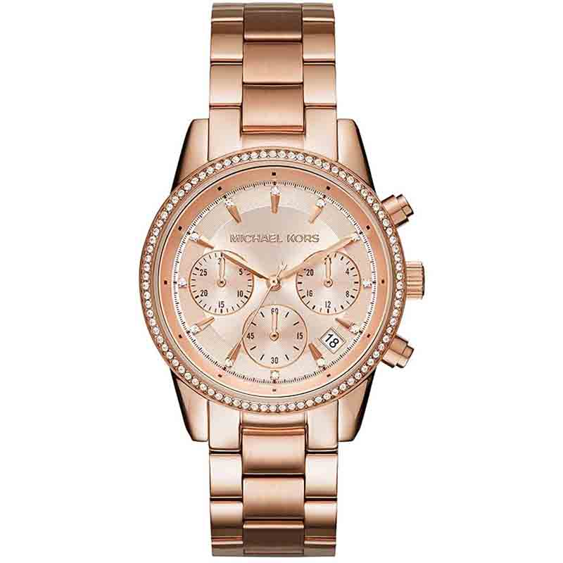 Buy Michael Kors Ritz Chronograph Rose Gold Dial Steel Ladies Watch - Mk6077 in Pakistan