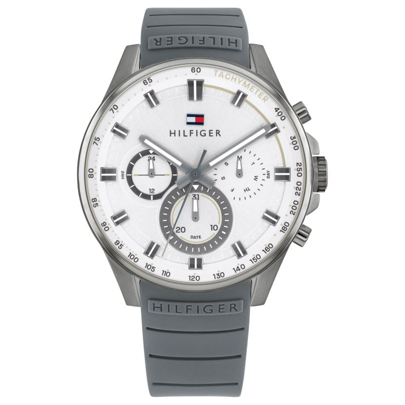 Buy Tommy Hilfiger Max White Dial Grey Rubber Strap Watch for Men - 1791972 in Pakistan