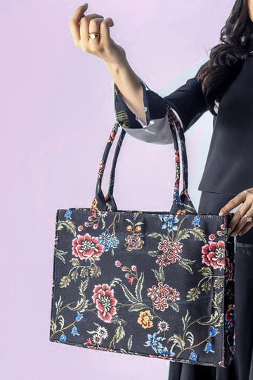 Buy Canvas Tote Bag Black Multi in Pakistan