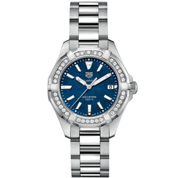 Buy Tag Heuer Aquaracer 35mm Blue Diamonds Dial Silver Steel Strap Watch for Women - WAY131N.BA0748 in Pakistan