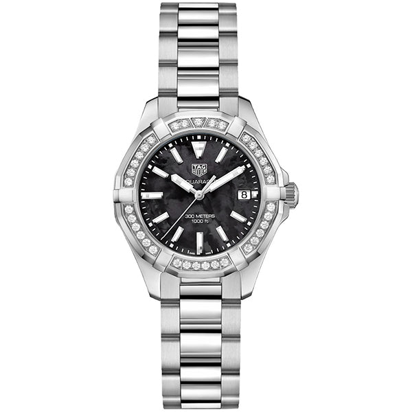 Buy Tag Heuer Aquaracer Black Mother of Pearl Dial with Diamonds Silver Steel Strap Watch for Women - WAY131P.BA0748 in Pakistan
