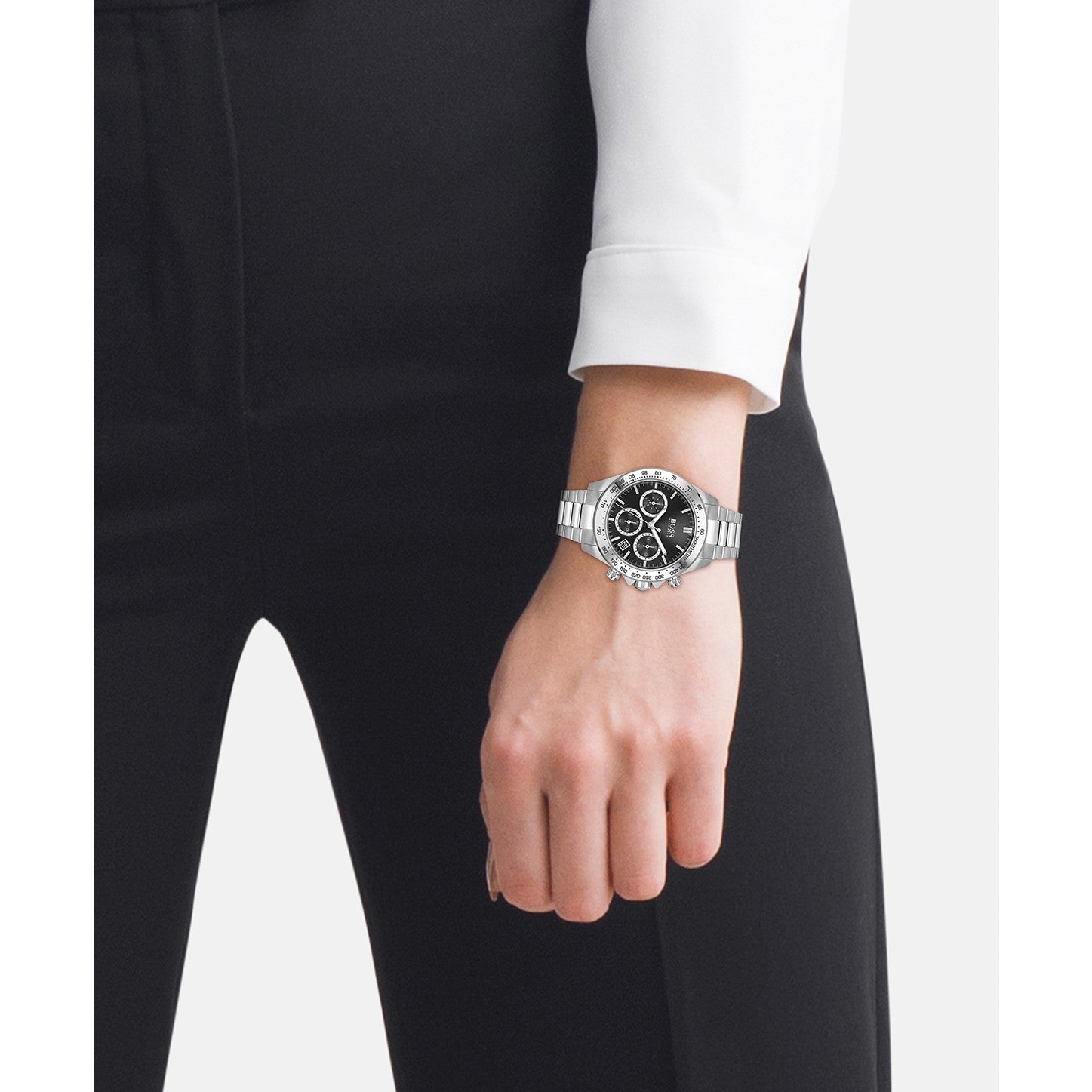 Buy Hugo Boss Womens Quartz Silver Stainless Steel Black Dial 38mm Watch - 1502614 in Pakistan