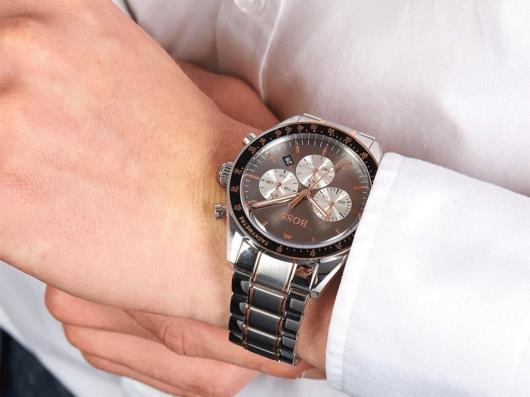 Buy Hugo Boss Mens Chronograph Quartz Stainless Steel Grey Dial 44mm Watch - 1513634 in Pakistan