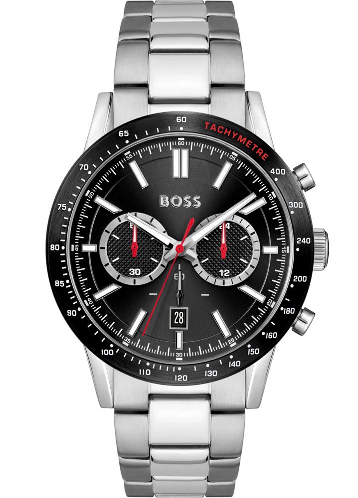 Buy Hugo Boss Mens Allure Chronograph Black Dial Silver Stainless Steel Strap Watch - 1513922 in Pakistan