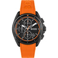 Buy Hugo Boss Volane Chronograph Black Dial Orange Rubber Strap Mens Watch 45mm 5ATM - 1513957 in Pakistan