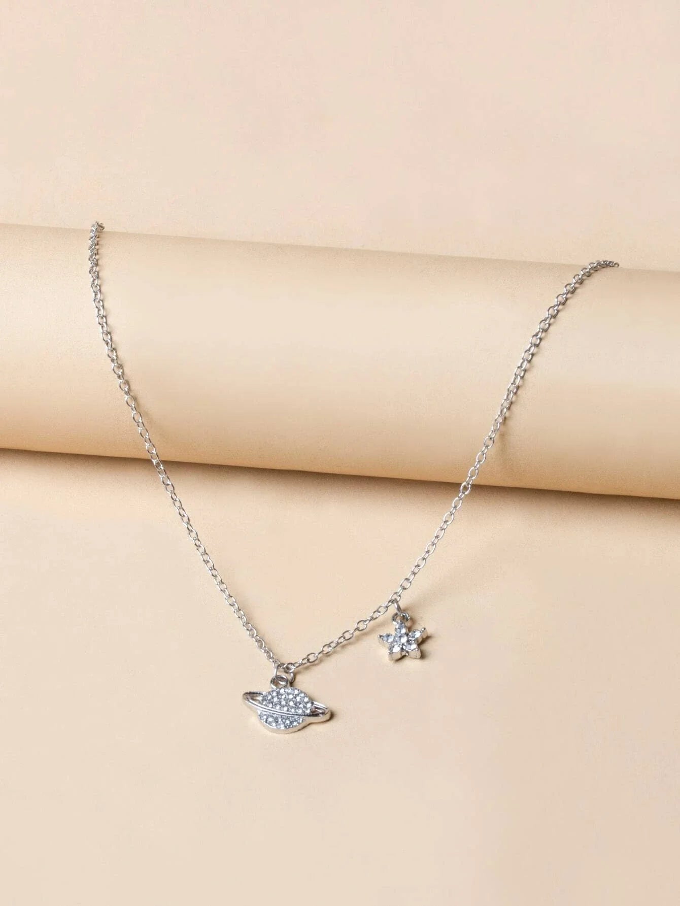 Buy Shein Rhinestone Planet Charm Necklace in Pakistan