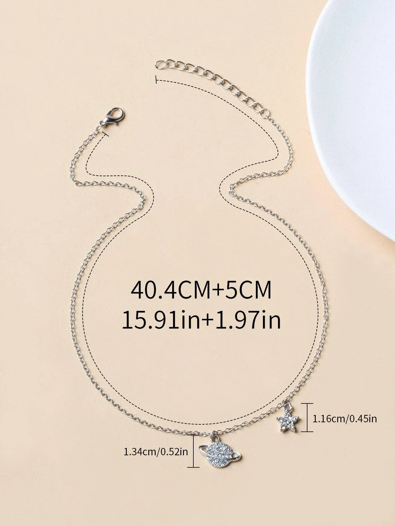 Buy Shein Rhinestone Planet Charm Necklace in Pakistan