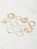 Buy Shein 10pcs Faux Pearl Decor Ring in Pakistan