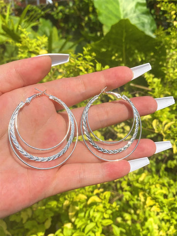 Buy Shein Textured Layered Hoop Earrings in Pakistan