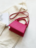 Buy SHEIN Mini Crocodile Embossed Neon Pink Flap Square Bag in Pakistan