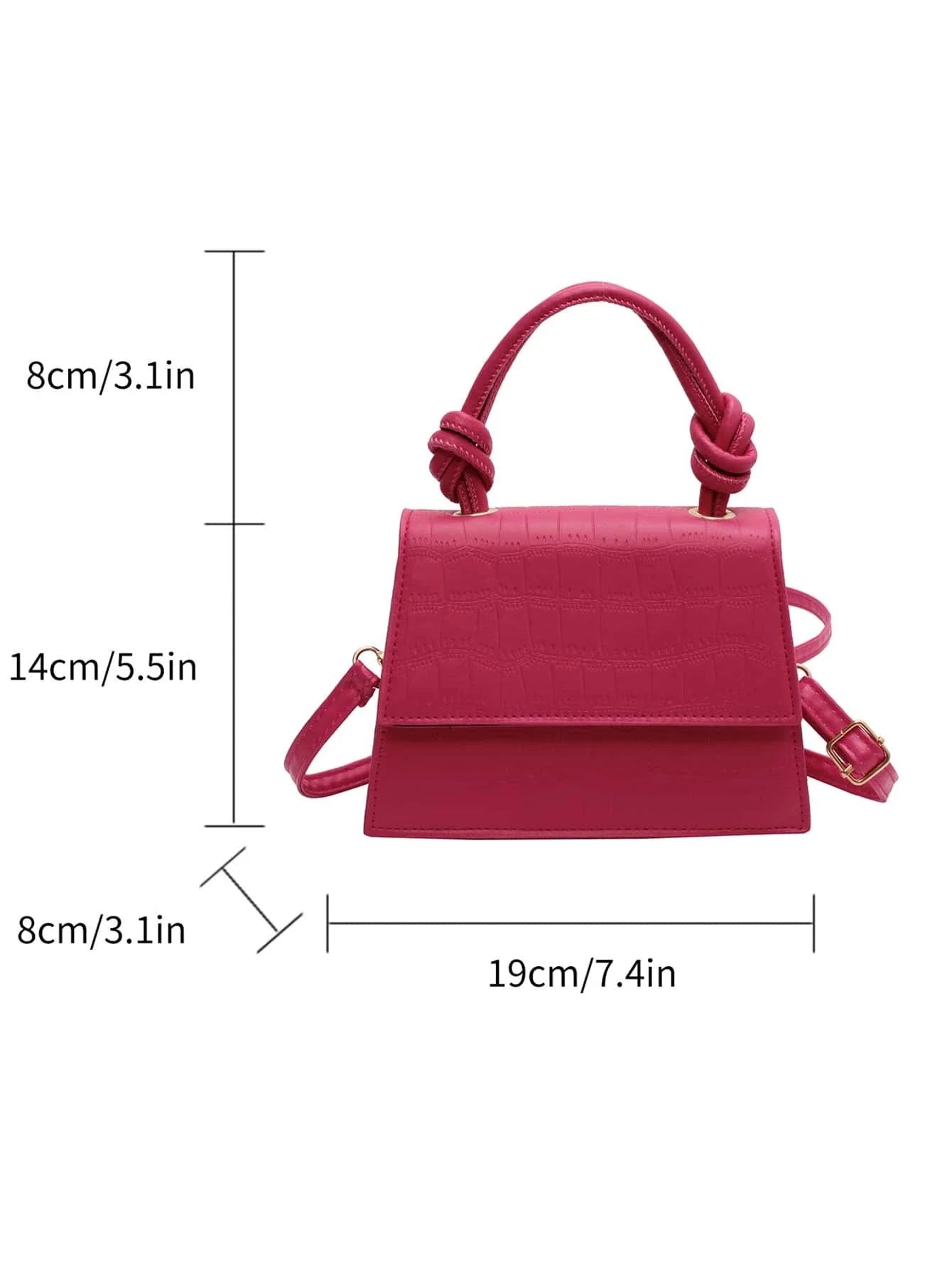 Buy SHEIN Mini Crocodile Embossed Neon Pink Flap Square Bag in Pakistan