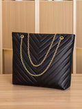 Buy SHEIN Trendy Chain Tote Bag, Women's Large Capacity Shoulder Bag, Simple Solid Color Handbag Chevron Chain Shoulder Tote Bag in Pakistan