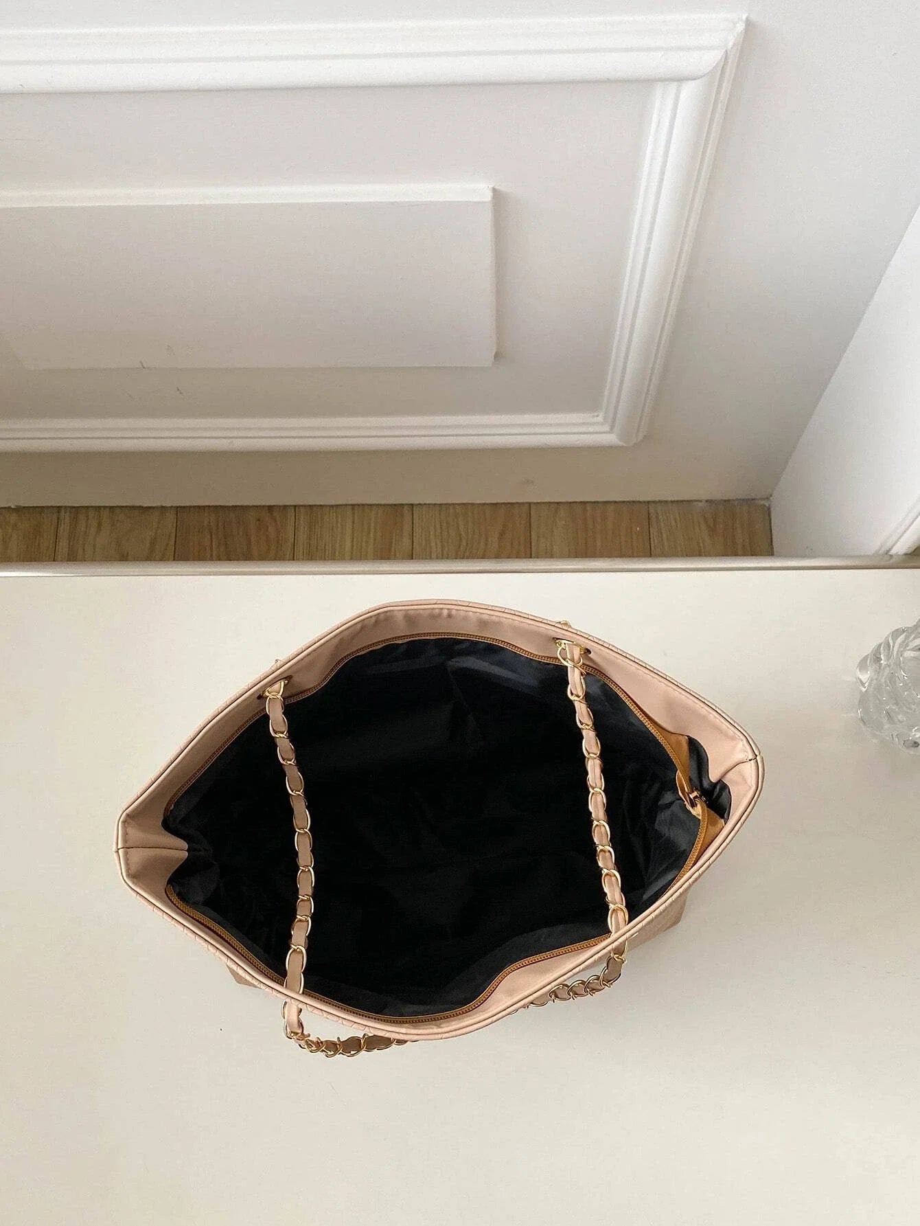 Buy SHEIN Geometric Embossed Grommet Eyelet Shoulder Tote Bag in Pakistan