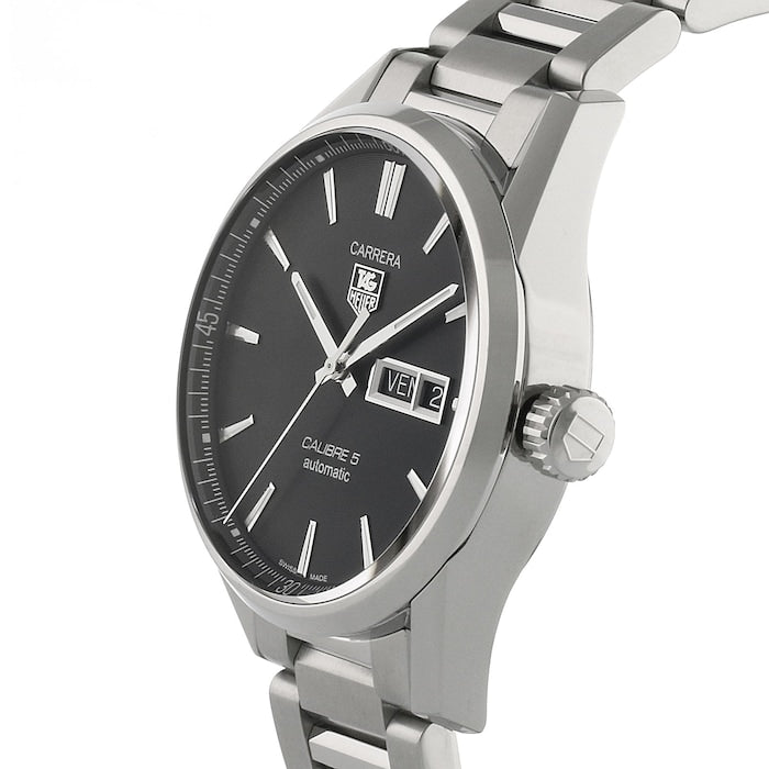 Buy Tag Heuer Carrera Calibre 5 Black Dial Silver Steel Strap Watch for Men - WAR201A.BA0723 in Pakistan