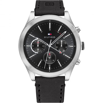 Buy Tommy Hilfiger Mens Quartz Black Leather Strap Black Dial 44mm Watch - 1791740 in Pakistan