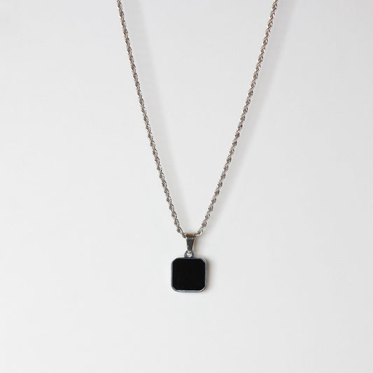 Buy Onyx Pendant Black Silver Necklace in Pakistan