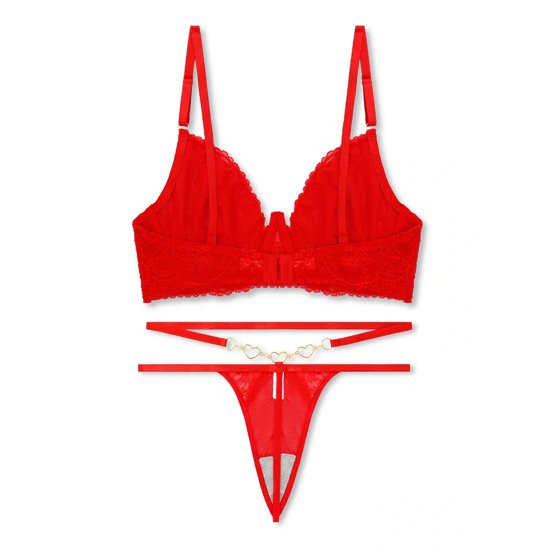 Buy Red Embroidered Non Padded Bra and Panty Set in Pakistan