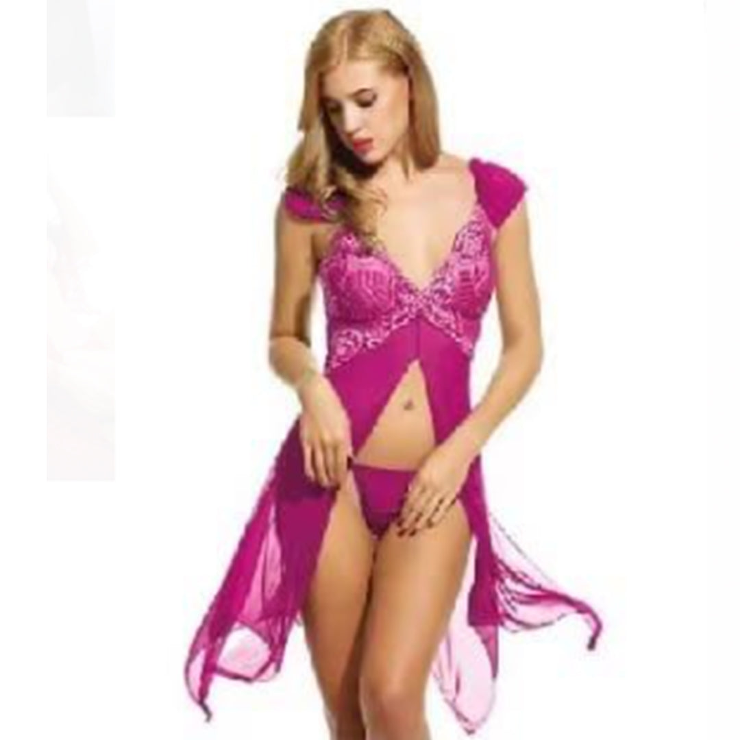 Buy Sajiero Wickter Sheer Mesh & Lace Babydoll Lingerie in Pakistan