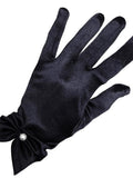 Buy SHEIN 1pair Women's French Vintage Black Pearl Gloves, Thin Sunscreen Party Satin Gloves For Formal Occasions in Pakistan