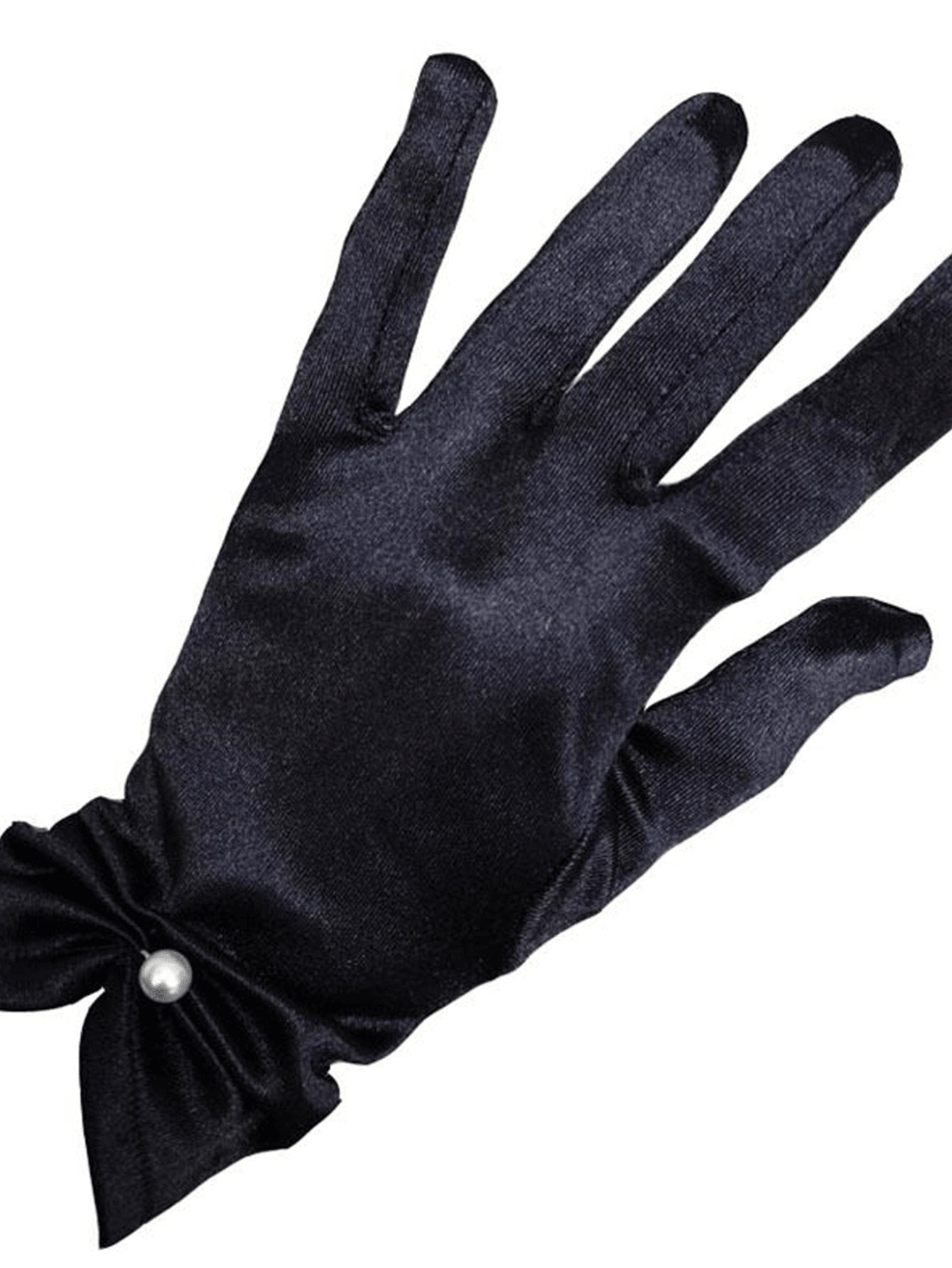 Buy SHEIN 1pair Women's French Vintage Black Pearl Gloves, Thin Sunscreen Party Satin Gloves For Formal Occasions in Pakistan