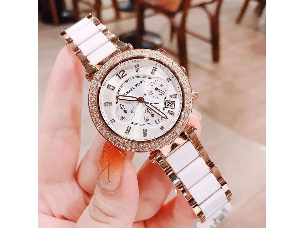 Buy Michael Kors Mini Parker Chronograph White Dial Two Tone Strap Ladies Watch - Mk6261 in Pakistan