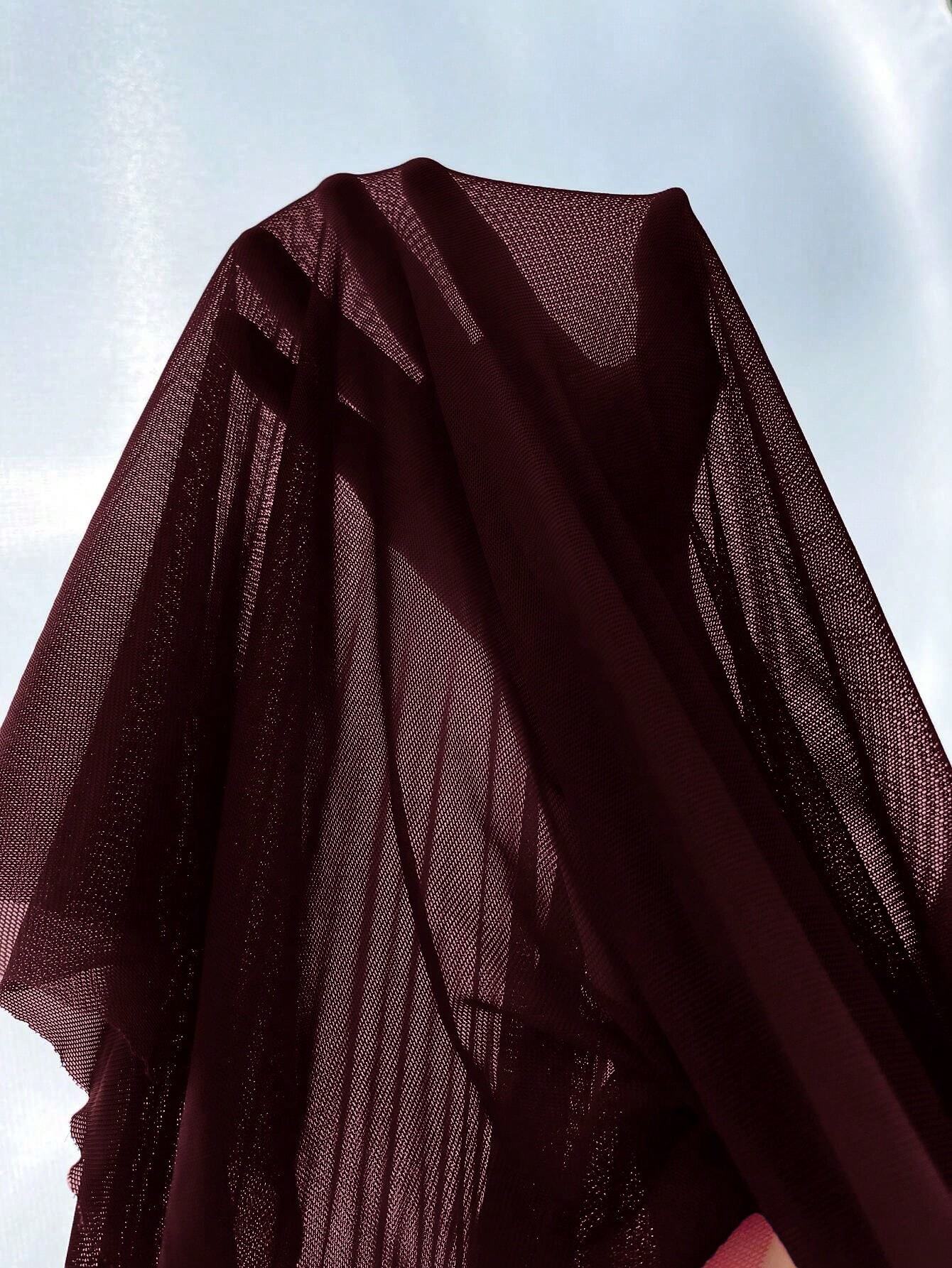 Buy SHEIN 2pcs Set: Fishbone Style Cinch Waist Lace Cami Nightgown & Wide Sleeve Mesh Robe in Pakistan