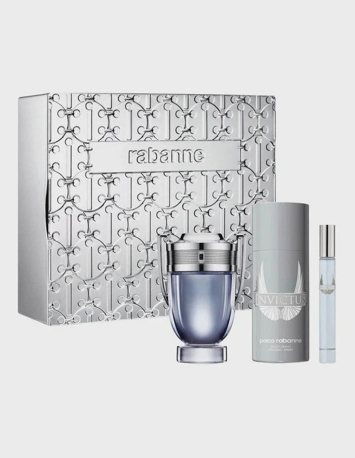Buy Paco Rabanne Invictus Men 3s Set (100ml+Edt 10ml+ Spray 150ml) in Pakistan