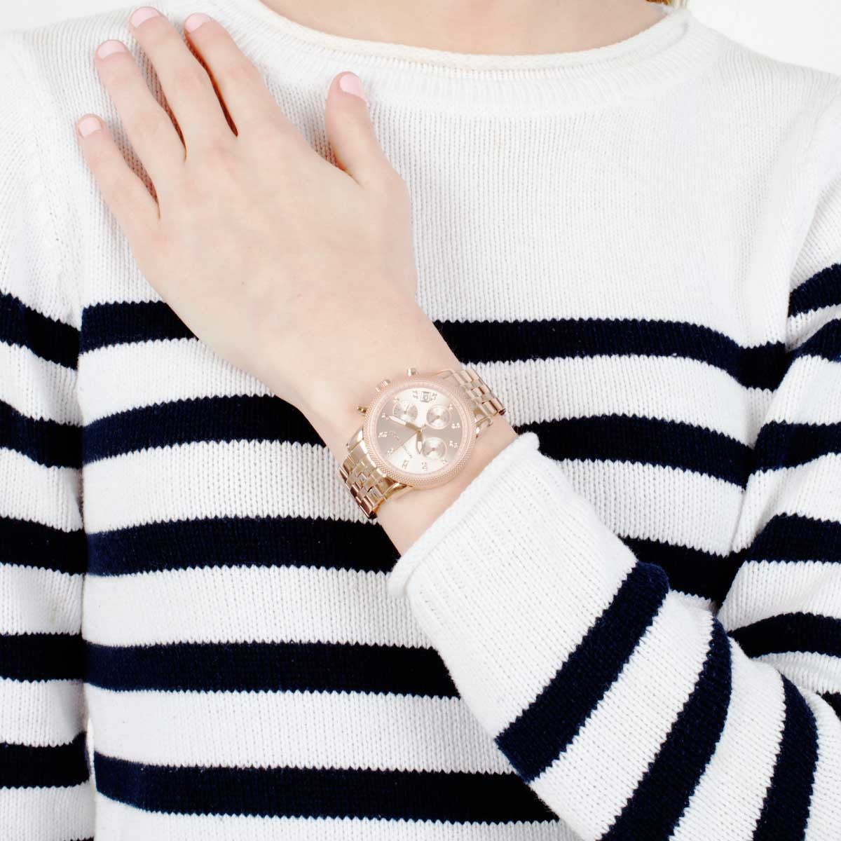 Buy Michael Kors Ritz Chronograph Rose Gold Dial Steel Ladies Watch - Mk6077 in Pakistan