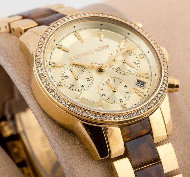 Buy Michael Kors Ritz Gold Dial Two Tone Steel Strap Watch for Women - MK6322 in Pakistan