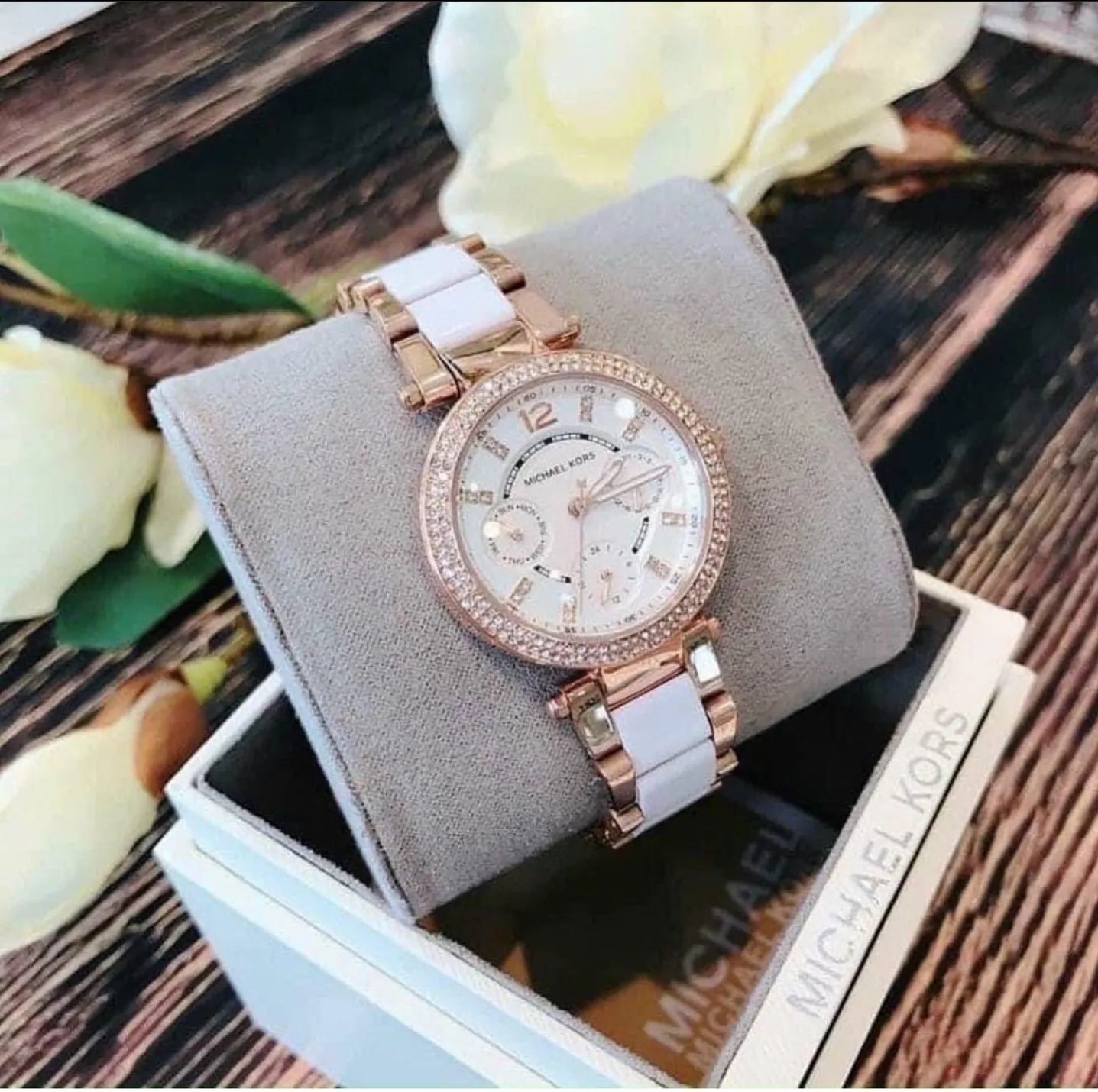Buy Michael Kors Mini Parker Chronograph White Dial Two Tone Strap Ladies Watch - Mk6261 in Pakistan