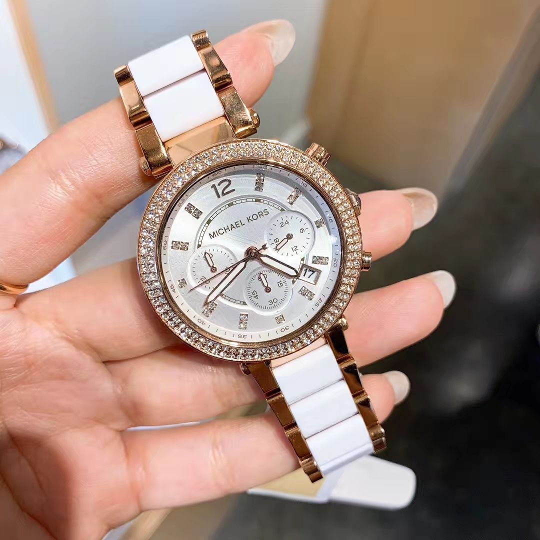 Buy Michael Kors Mini Parker Chronograph White Dial Two Tone Strap Ladies Watch - Mk6261 in Pakistan