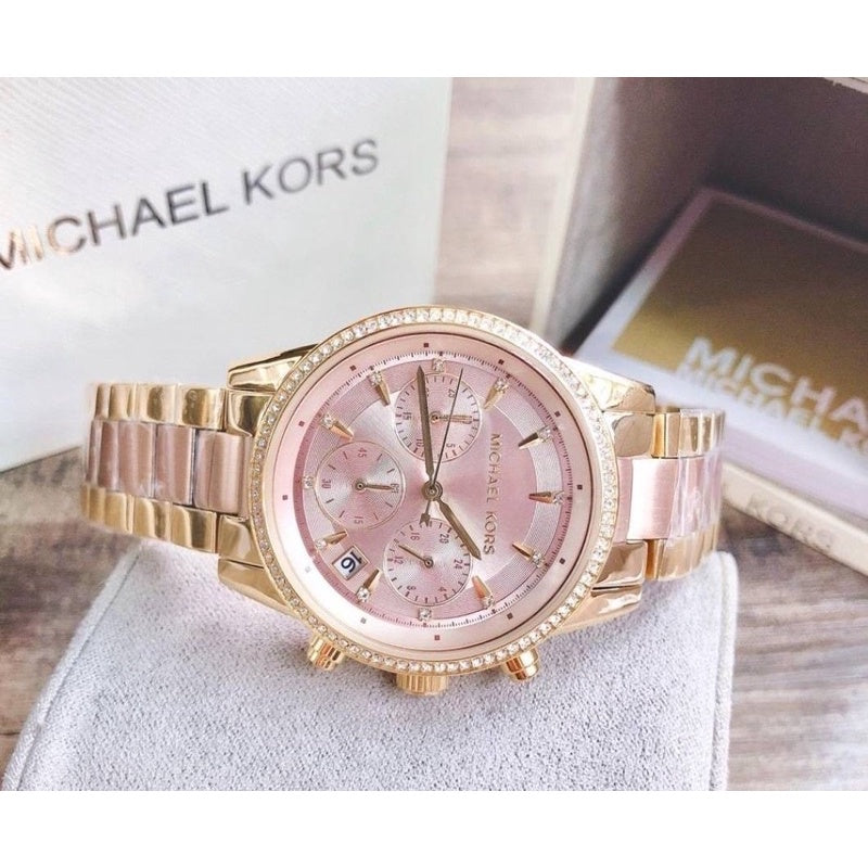 Buy Michael Kors Ritz Chronograph Gold Dial Two-tone Stainless Steel Womens Watch - Mk6475 in Pakistan