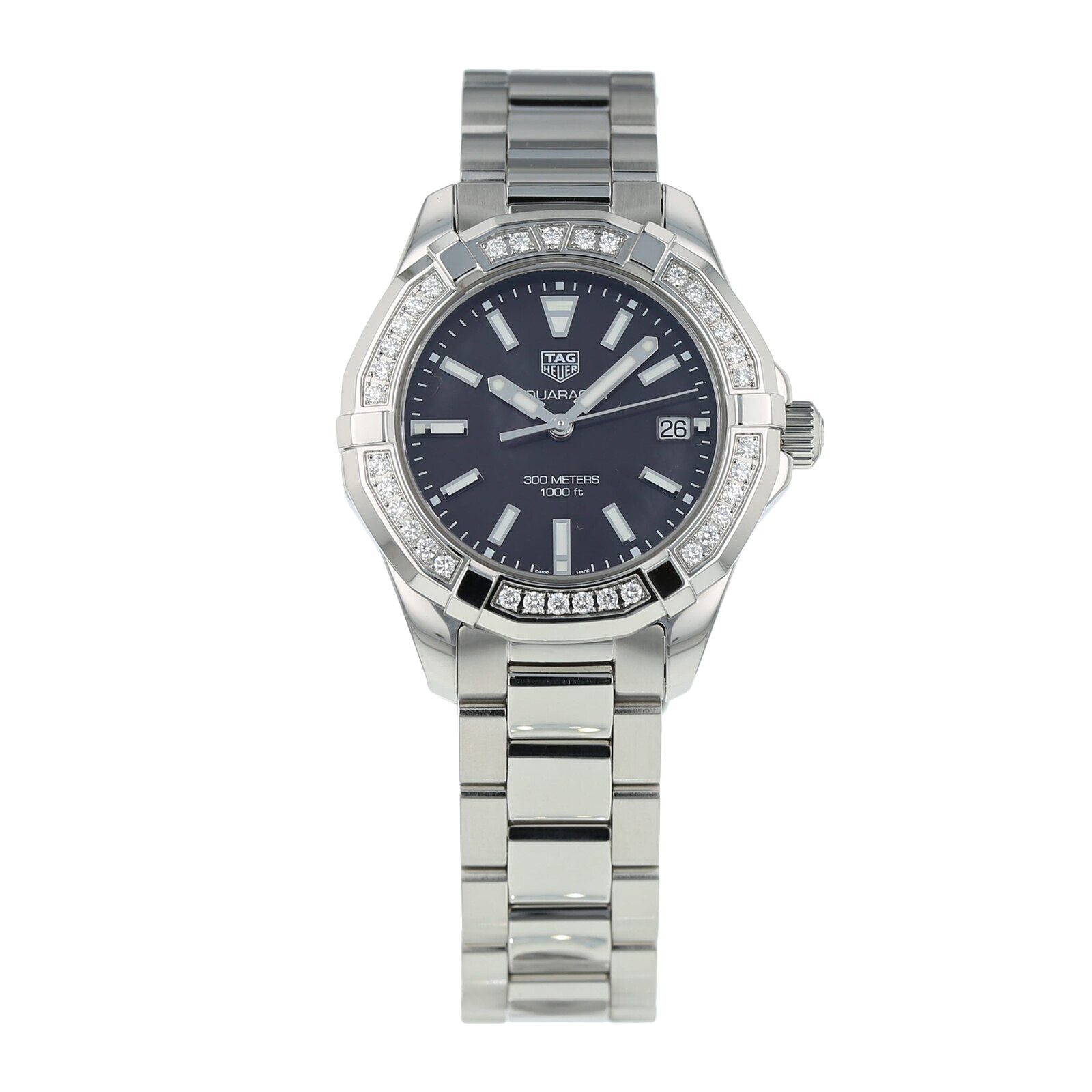 Buy Tag Heuer Aquaracer Black Mother of Pearl Dial with Diamonds Silver Steel Strap Watch for Women - WAY131P.BA0748 in Pakistan