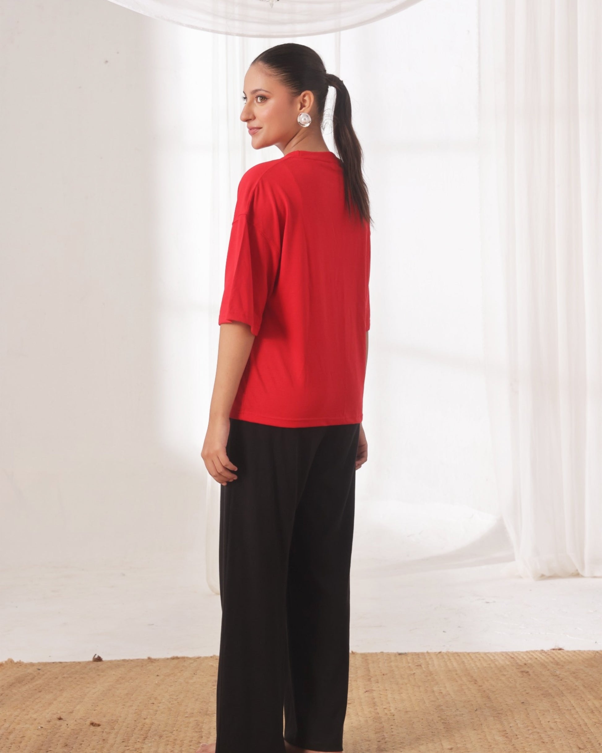 Buy Drop Shoulder Graphic Tee - Go Easy Red in Pakistan
