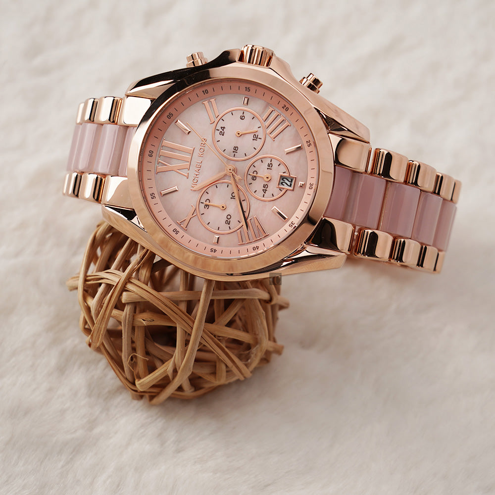 Buy Michael Kors Bradshaw Chronograph Quartz Two Tone Strap Ladies Watch - Mk6830 in Pakistan