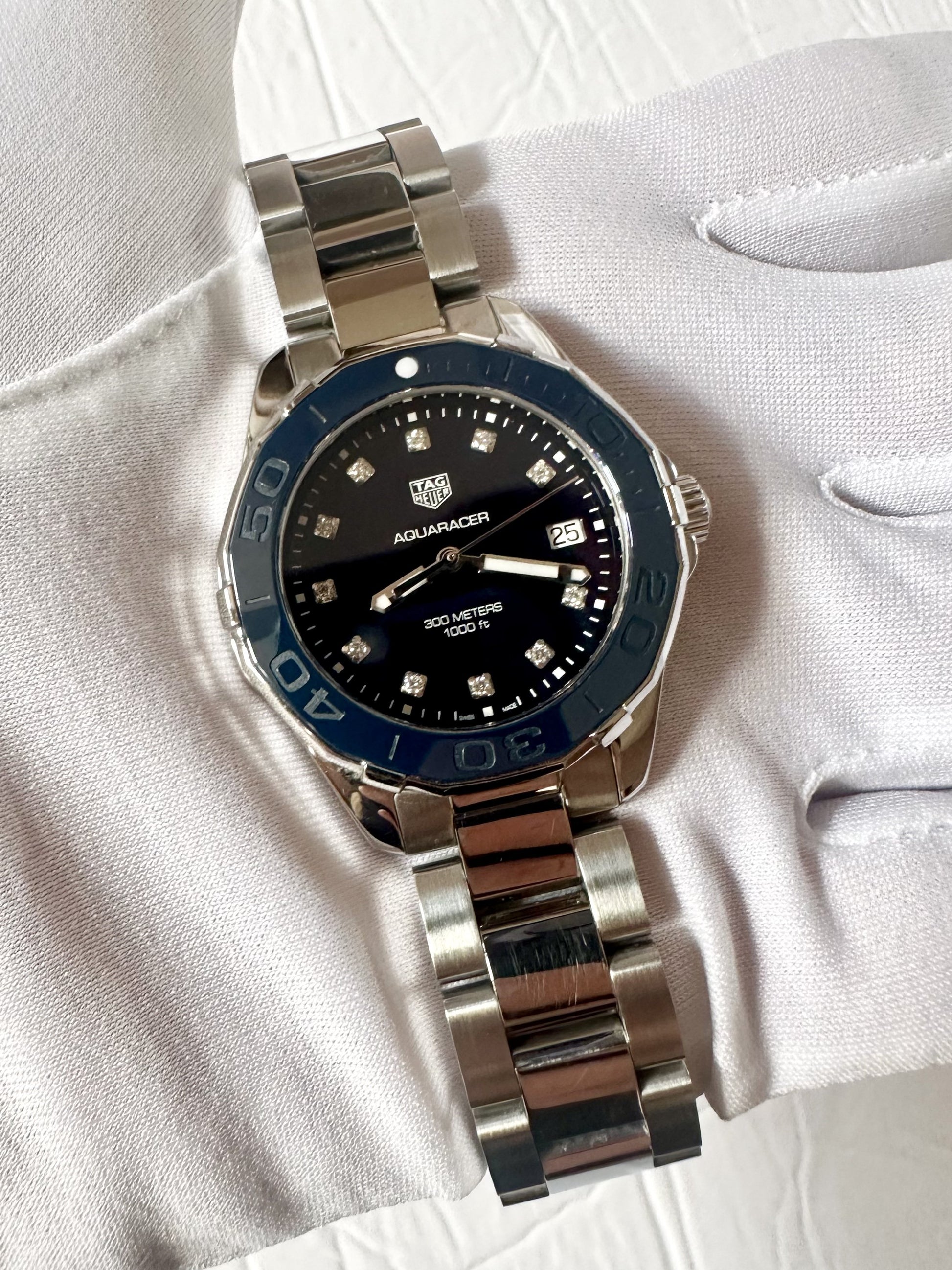 Buy Tag Heuer Aquaracer Blue Dial Silver Steel Strap Watch for Women - WAY131L.BA0748 in Pakistan