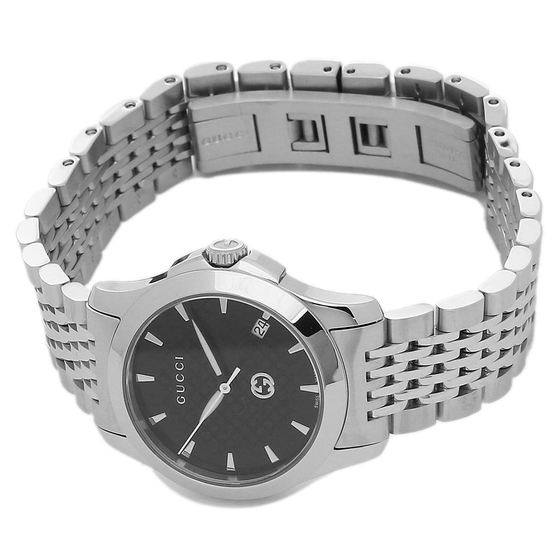 Buy Gucci Women's Swiss Made Quartz Silver Stainless Steel Black Dial 27mm Watch YA1265006 in Pakistan