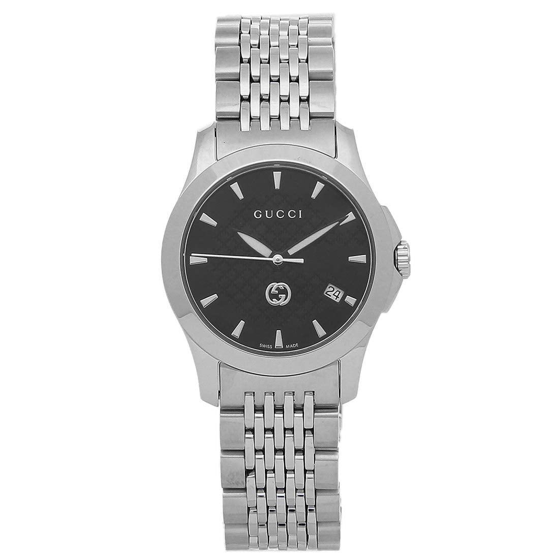 Buy Gucci Women's Swiss Made Quartz Silver Stainless Steel Black Dial 27mm Watch YA1265006 in Pakistan