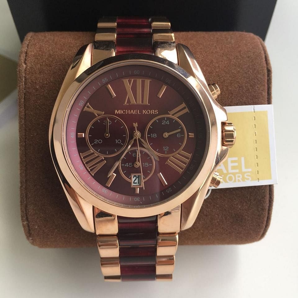 Buy Michael Kors Bradshaw Burgundy Red Chronograph Wrist Watch For Women - Mk6270 in Pakistan