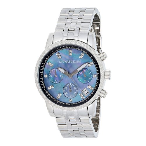 Buy Michael Kors Jet Set Blue Mother of Pearl Dial Silver Steel Strap Watch for Women - MK5021 in Pakistan