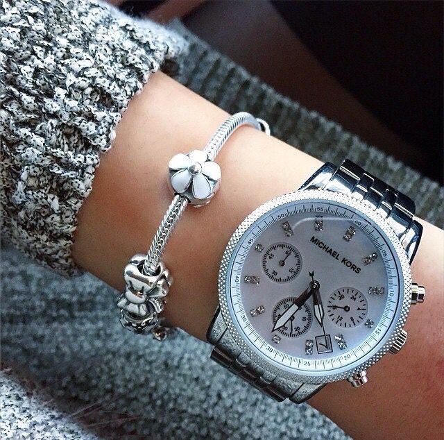 Buy Michael Kors Chronograph Mother Of Pearl Dial Silver Strap Ladies Watch - Mk5020 in Pakistan