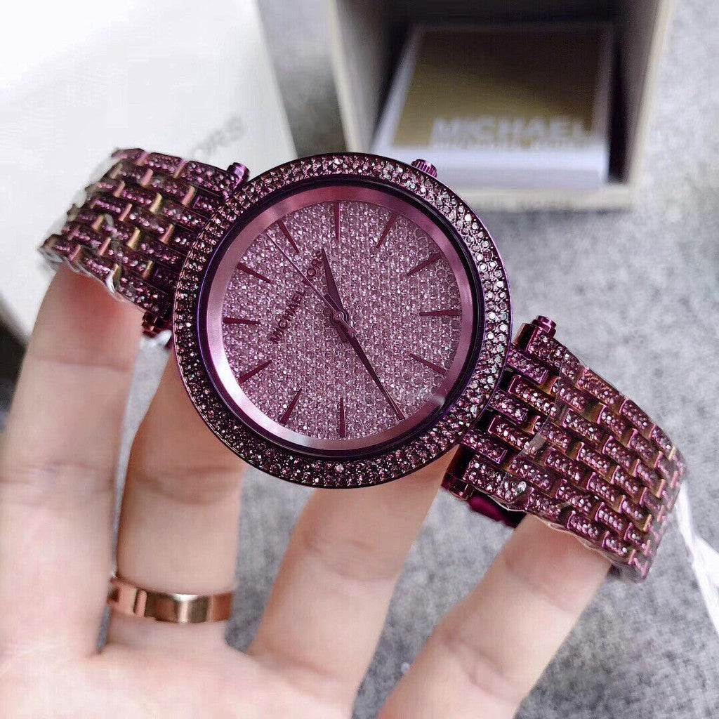 Buy Michael Kors Darci Crystal Set/steel Purple Dial Purple Stainless Steel Strap Watch for Women - Mk3782 in Pakistan