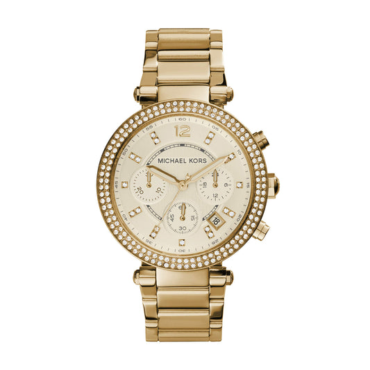 Buy Michael Kors Parker Chronograph Champagne Gold Dial Gold Steel Strap Ladies Watch - Mk5632 in Pakistan