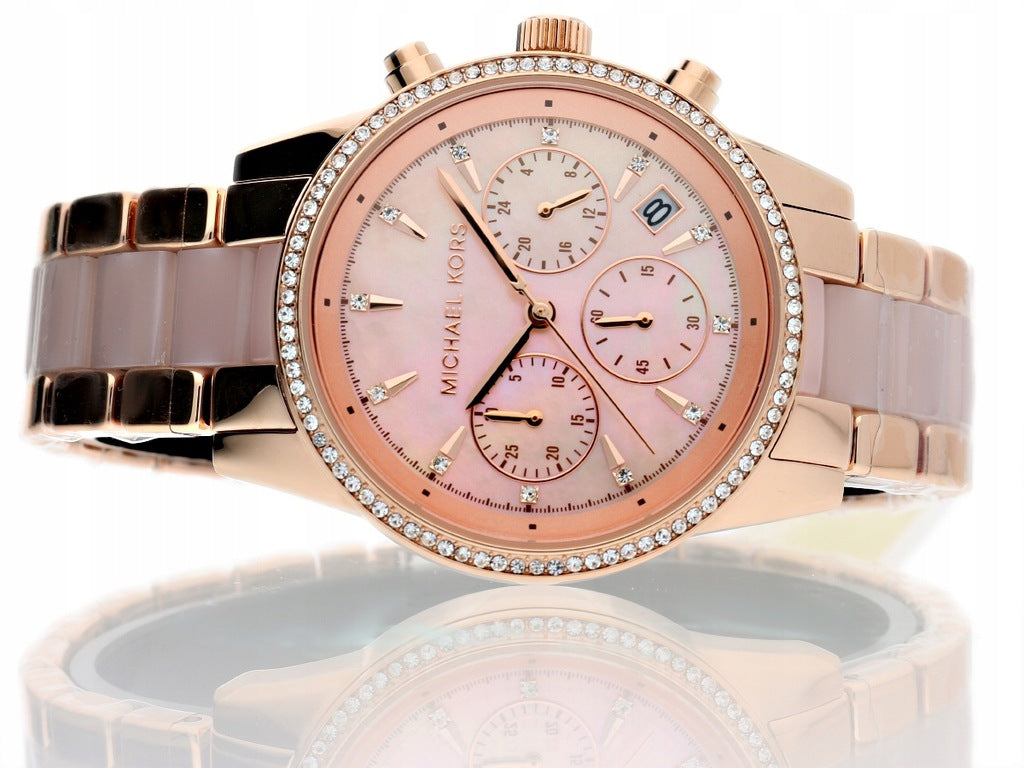 Buy Michael Kors Ritz Chronograph Quartz Crystal Two Tone Strap Ladies Watch - MK6769 in Pakistan