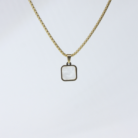 Buy Azure Rectangular Golden Tone White Black Pendant in Pakistan