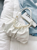 Buy SHEIN Argyle Princess Faux Pearl & Rhinestone Pearl Chain & Decor Minimalist Pearls Decor Ruched Bag For Party, Wedding, Prom And Dinner, Lipsticks, Women's Pearl BagMinimalist,Fashion in Pakistan