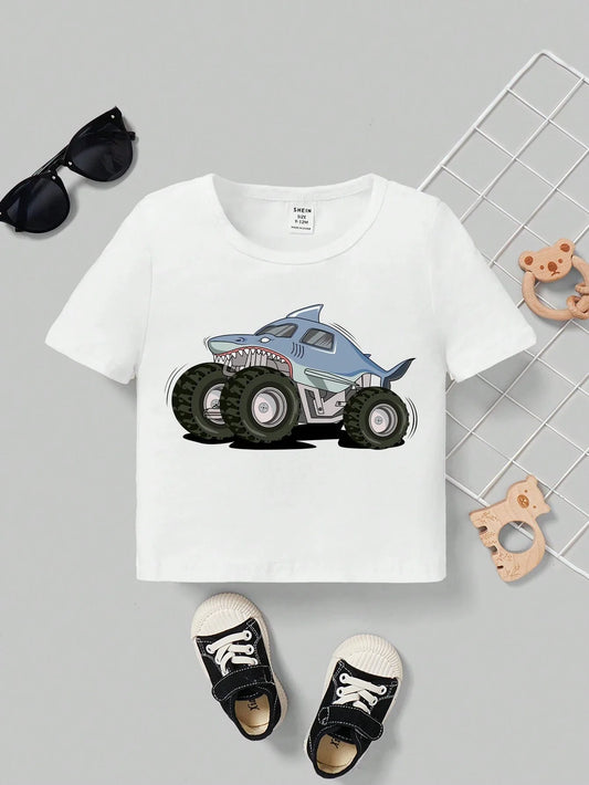 Buy SHEIN Baby Boy Casual Cartoon Print Short Sleeve Top Suitable For Summer in Pakistan