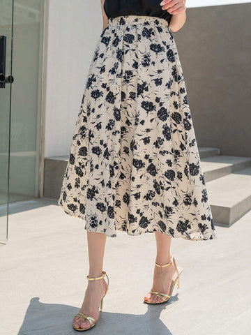 Buy SHEIN DAZY Floral Print High Waist Skirt in Pakistan