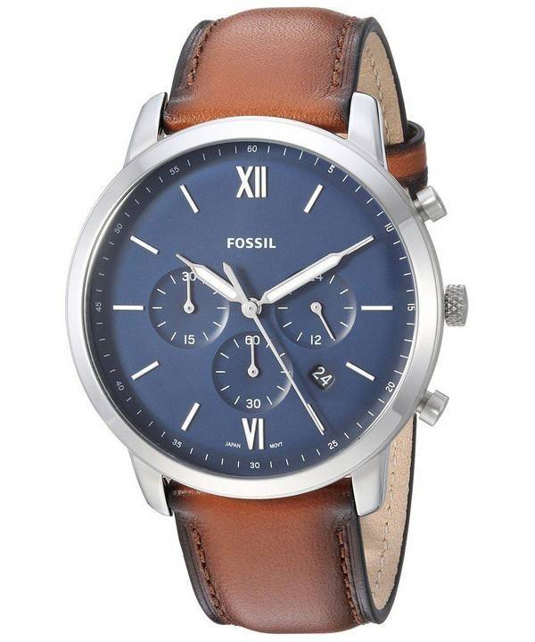 Buy Fossil Men's Chronograph Quartz Brown Leather Strap Blue Dial 44mm Watch FS5453 in Pakistan